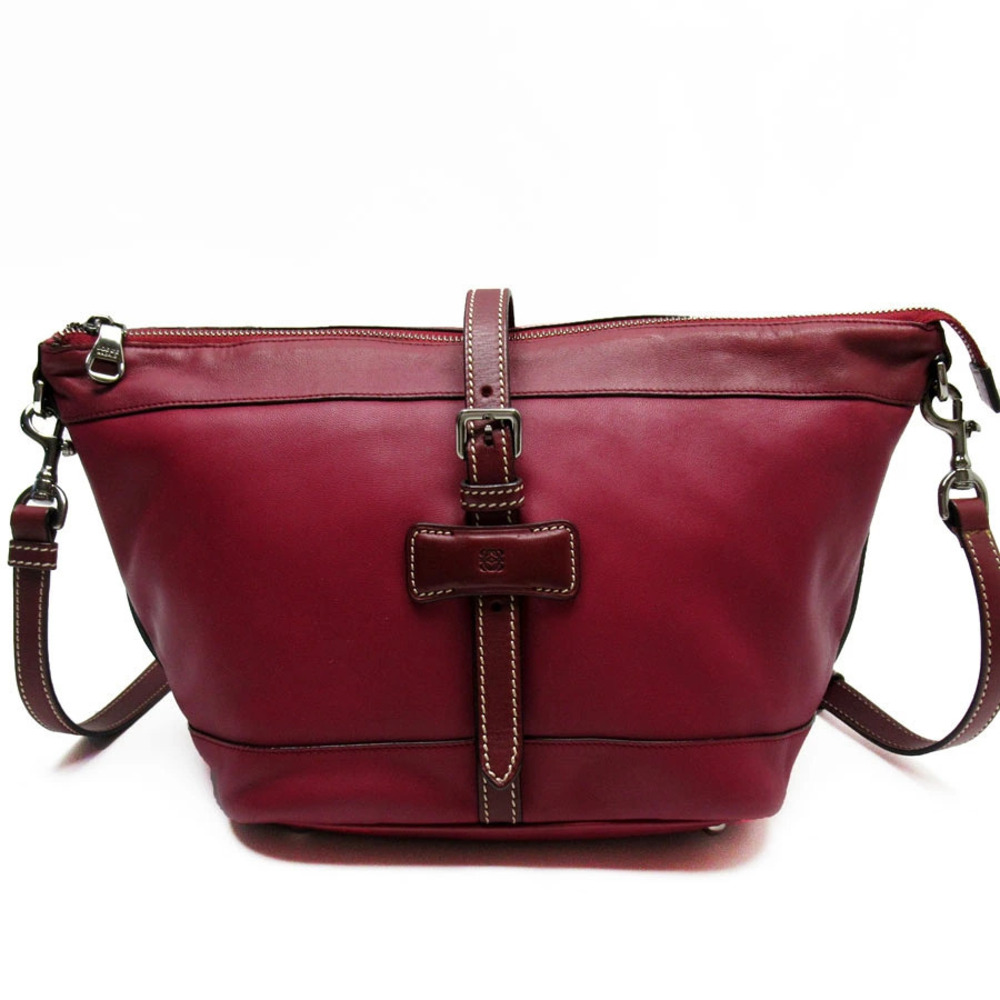 Loewe 2way Shoulder Bag Anagram leather Burgundy Red brown